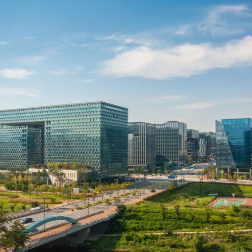 32011347 - the business district of pangyo, a new urban development just outside of seoul, south korea.