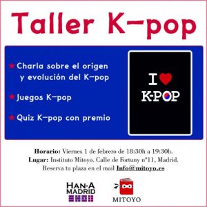 Taller sobre K-pop el próximo 1 de febrero en Madrid