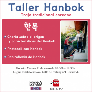 Taller sobre el Hanbok el próximo 11 de enero en Madrid